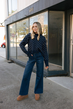 Patterned Sweater, Navy