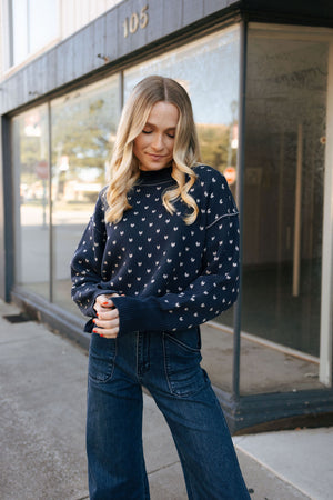 Patterned Sweater, Navy