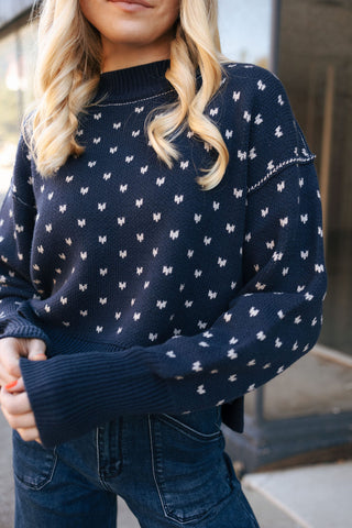 Patterned Sweater, Navy