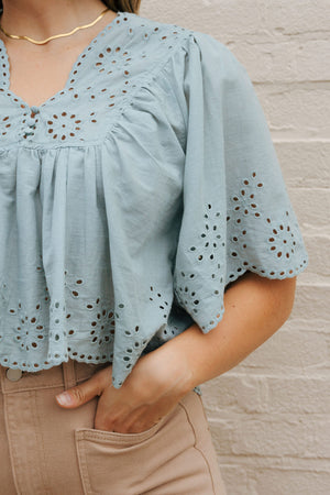 Eyelet Top, Seagreen