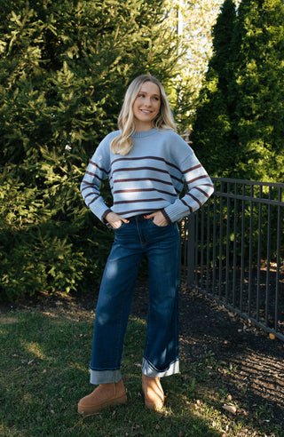 Boyfriend Stripe Sweater Lt Denim by Z Supply *final sale*