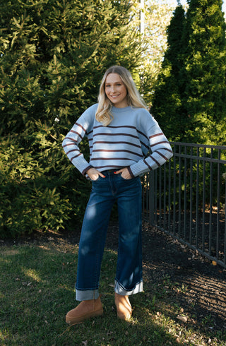 Boyfriend Stripe Sweater Lt Denim by Z Supply *final sale*