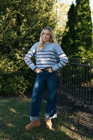 Boyfriend Stripe Sweater Lt Denim by Z Supply *final sale*