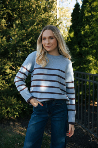 Boyfriend Stripe Sweater Lt Denim by Z Supply *final sale*