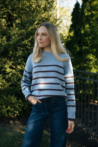 Boyfriend Stripe Sweater Lt Denim by Z Supply *final sale*