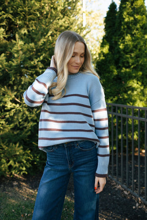 Boyfriend Stripe Sweater Lt Denim by Z Supply