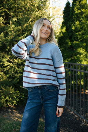 Boyfriend Stripe Sweater Lt Denim by Z Supply