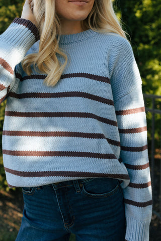 Boyfriend Stripe Sweater Lt Denim by Z Supply *final sale*