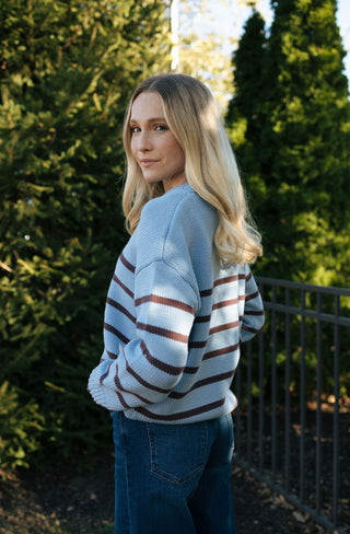 Boyfriend Stripe Sweater Lt Denim by Z Supply *final sale*