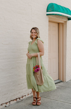 Flutter Sleeve Dress, Kiwi