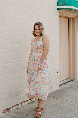 Watercolor Floral Strappy Dress