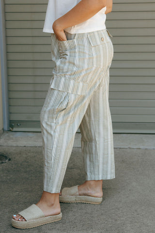 Stripe Pants, Olive *final sale