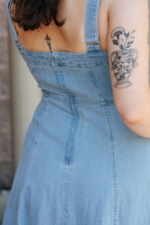 Flare Denim Midi Dress