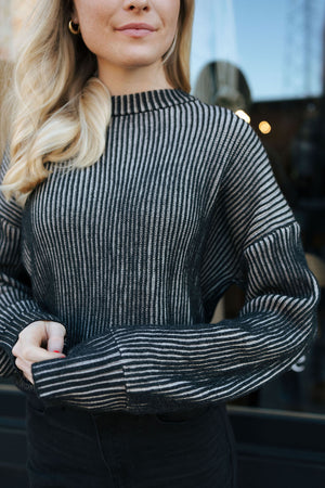 Rib Sweater, Black/Tan