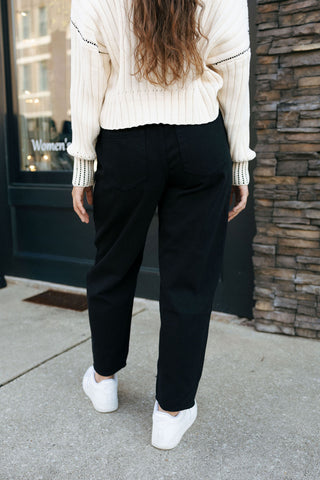 Cotton Barrel Pants, Black *final sale*