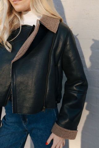 Sherpa Faux Leather Jacket