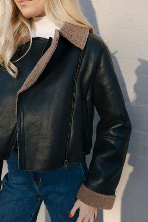 Sherpa Faux Leather Jacket