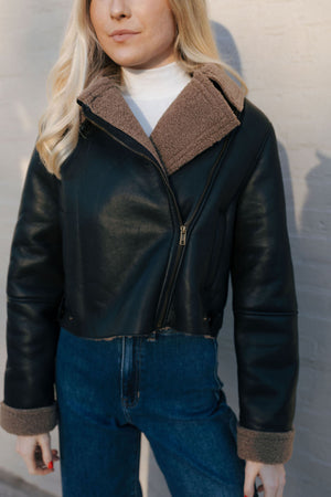 Sherpa Faux Leather Jacket