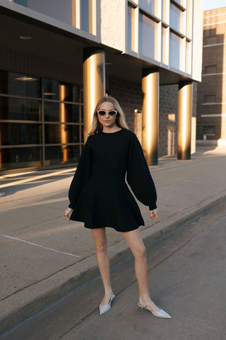 Balloon Sweater Dress, Black *final sale