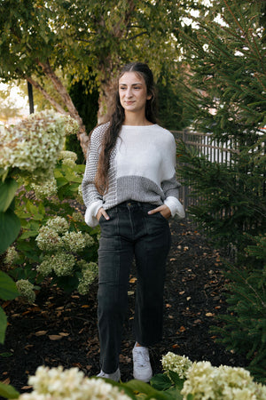 Colorblock Sweater, Gray