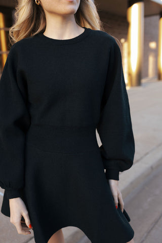 Balloon Sweater Dress, Black *final sale