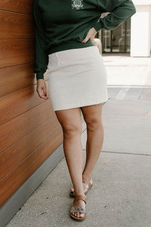 Cord Mini Skirt, Oatmeal