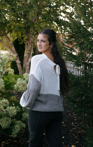 Colorblock Sweater, Gray