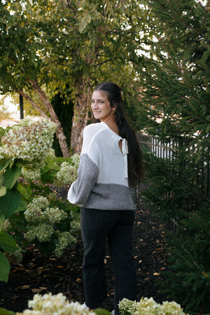 Colorblock Sweater, Gray