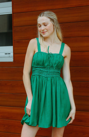 Lace Trimmed Dress, Green