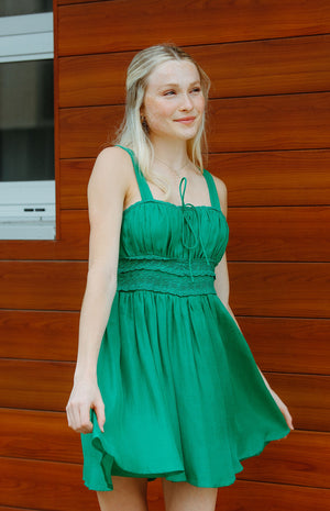 Lace Trimmed Dress, Green