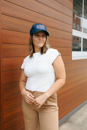 Smocked Tee, White