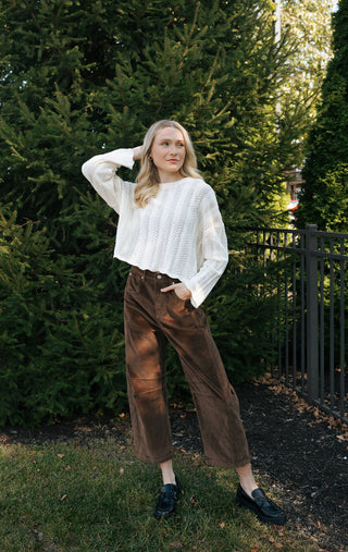 Slouchy Cord Barrel Pants, Brown *final sale*