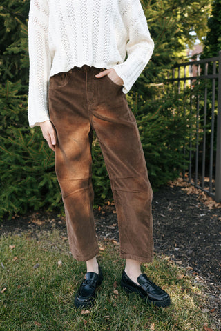 Slouchy Cord Barrel Pants, Brown *final sale*