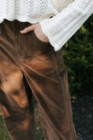 Slouchy Cord Barrel Pants, Brown *final sale*