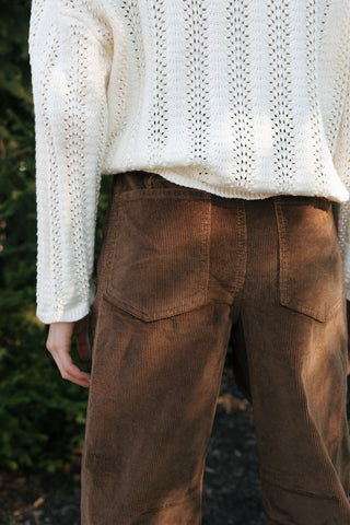 Slouchy Cord Barrel Pants, Brown *final sale*