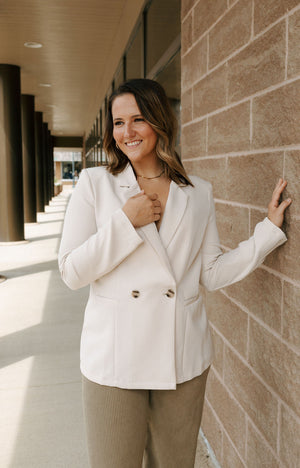 Double Breasted Blazer, Khaki