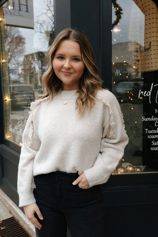 Fringey Sweater, Tan