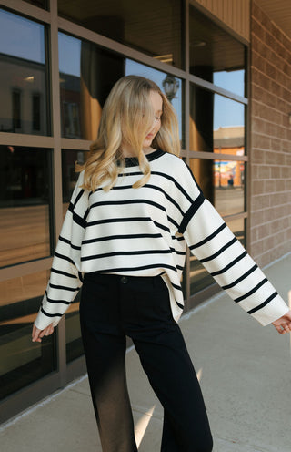 Stripe Sweater, Black/White