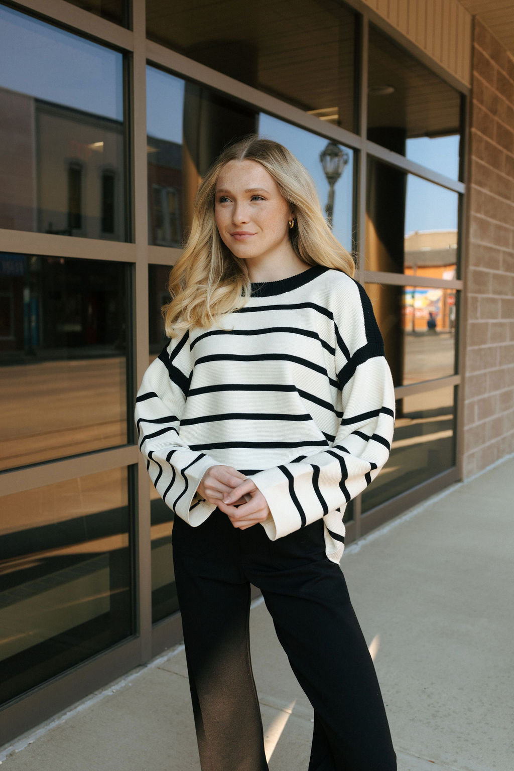 Stripe Sweater, Black/White