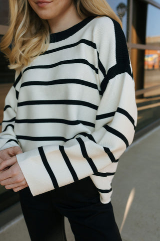 Stripe Sweater, Black/White