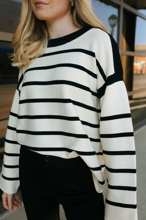 Stripe Sweater, Black/White