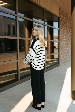 Stripe Sweater, Black/White