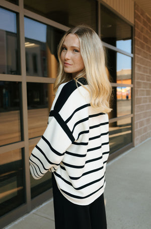 Stripe Sweater, Black/White