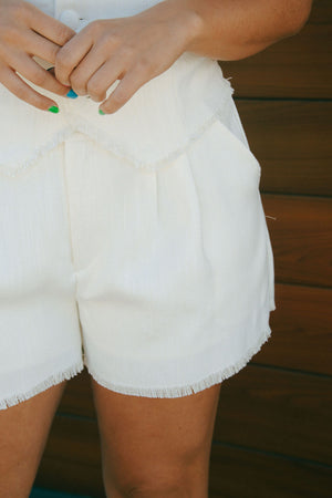 Linen Fray Hem Shorts