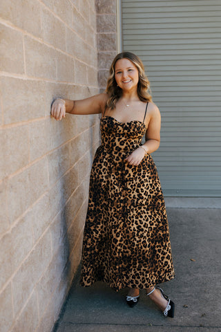 Leopard Bustier Midi Dress