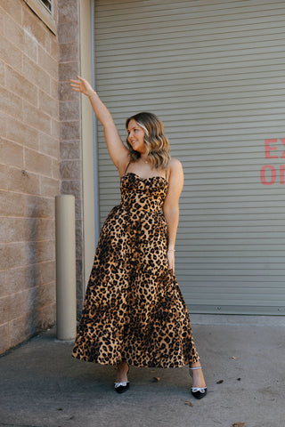 Leopard Bustier Midi Dress