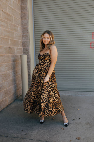 Leopard Bustier Midi Dress