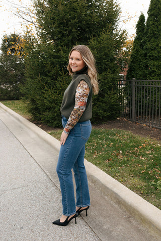 Turtleneck Sleeveless Sweater, Green