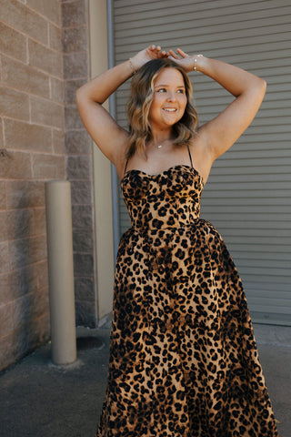 Leopard Bustier Midi Dress