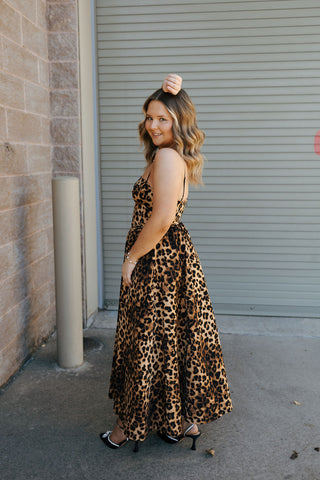 Leopard Bustier Midi Dress